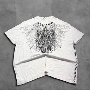 Y2K Baggy Affliction Grunge Vintage 90s Streetwear Distressed Stitching Tee